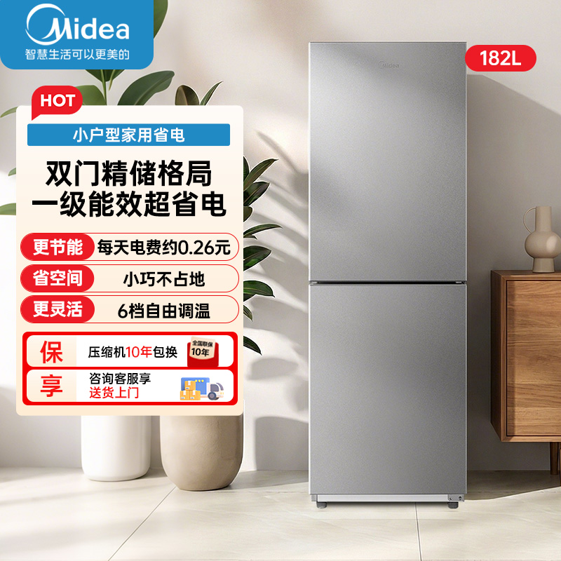 美的(Midea)182升两门冰箱一级能效家用小户型真省电 可冷藏冷冻双温不占地 MR-191A钛钢灰-星烁高清大图