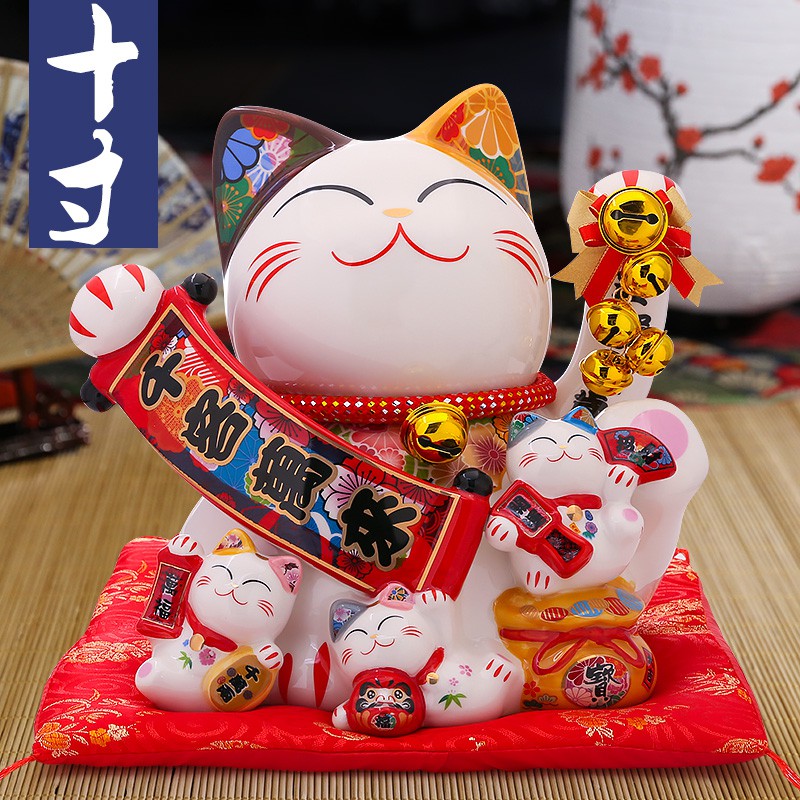 猫摆件 陶瓷大号储蓄罐店铺家居创意开业礼品摇手猫 三维工匠 『升级摇手款』小号21CM高[财源滚滚]猫高清大图