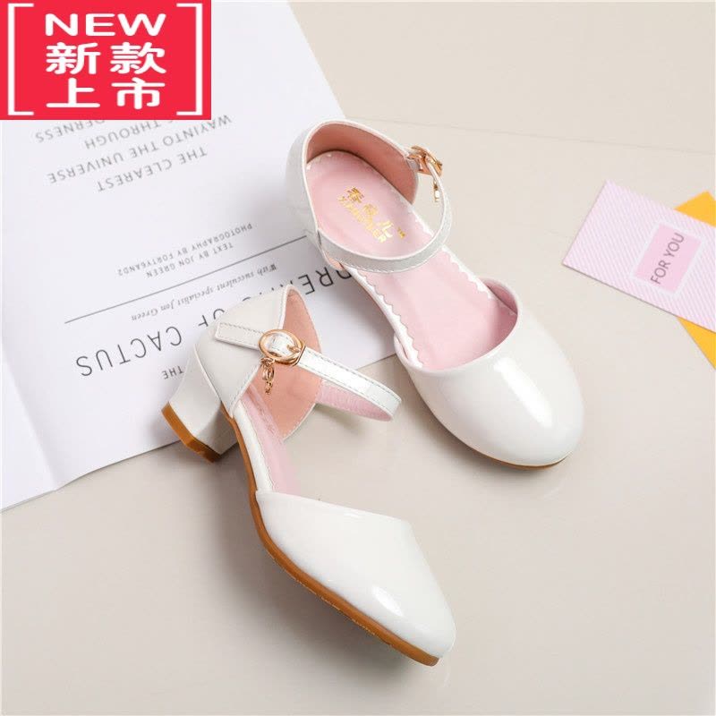 可莉允女童高跟皮鞋学生舞台表演银色演出鞋儿童牛筋软底包头女孩公主鞋运动休闲鞋图片