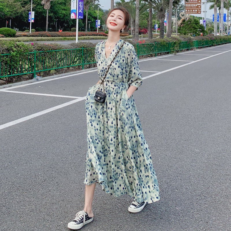 连衣裙女夏2021新款法式初恋甜美初恋裙收腰显瘦设计感小众长裙子