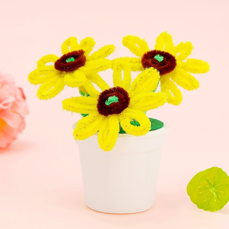 小花盆栽幼儿园儿童diy制作材料包节日礼物手工制作材料毛绒条玩具