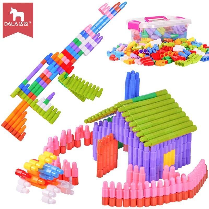 大号儿童益智启蒙玩具子弹头积木拼插益智拼装积木80片袋装图纸