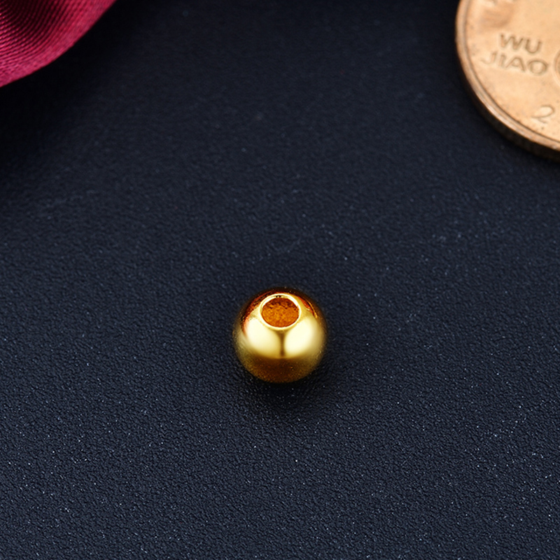 永坤黄金珠子足金999素面抛光圆珠圆球金珠路路通红绳本命年