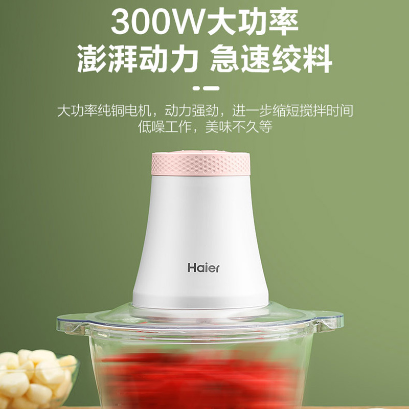 海尔(Haier)绞肉机家用电动小型多功能碎肉绞菜打蒜泥肉馅料理搅拌机