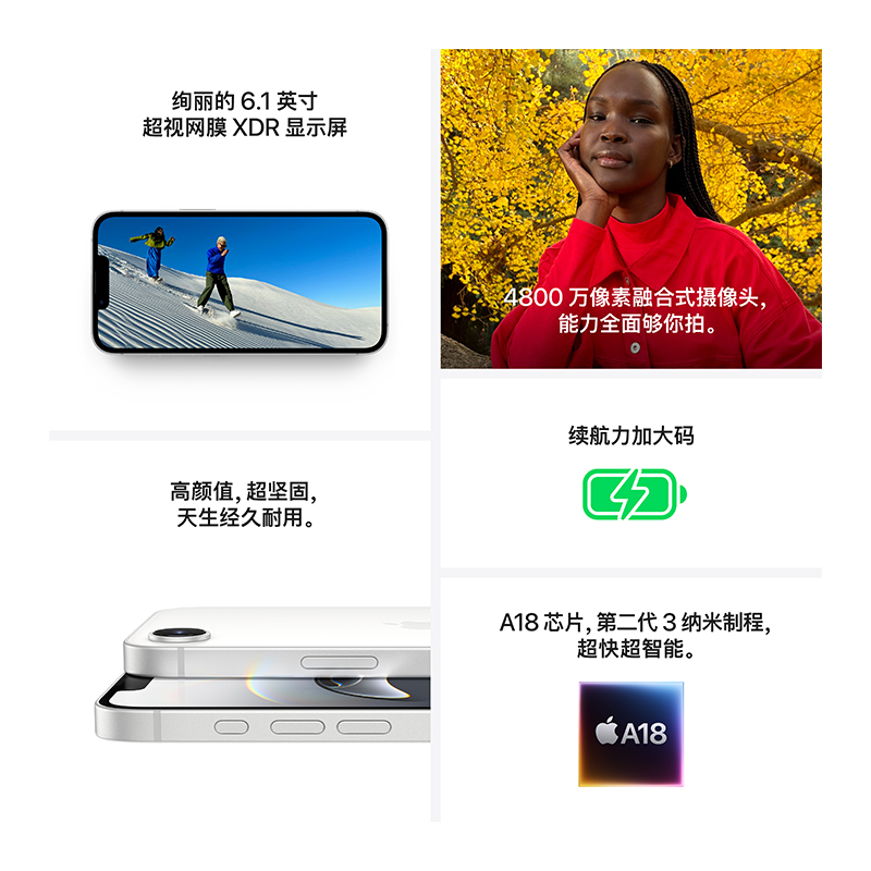 Apple iPhone 16e 128G 黑色移动联通电信5G双卡双待手机高清大图