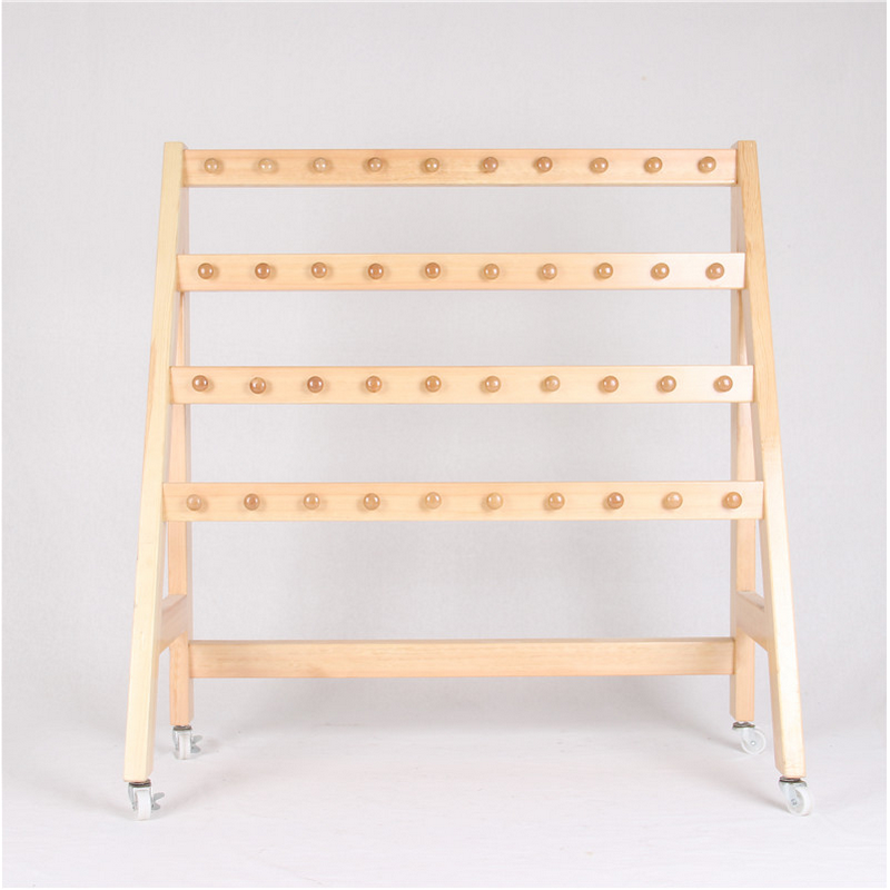 逐鹿中原幼儿园毛巾架儿童可移动毛巾架木质ty873带轮毛巾架