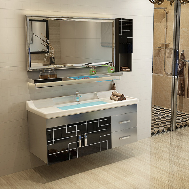 浴室柜组合洗漱台洗手池闪电客洗脸盆柜卫生间落地不锈钢卫浴柜吊柜