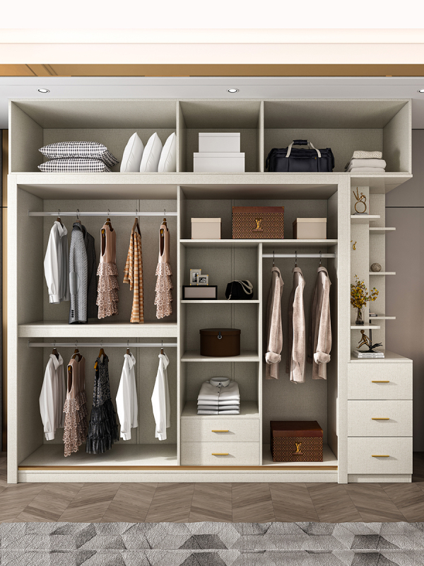 玖纹豹实木多层板推拉门衣柜定制现代卧室家用移门柜子免漆板生态板