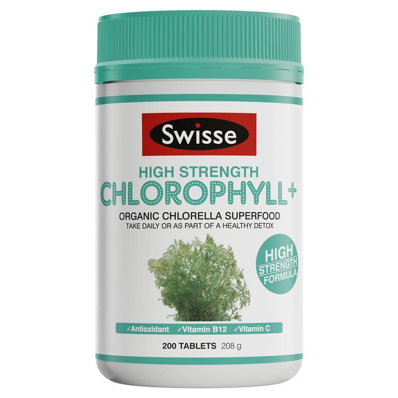 澳洲进口 Swisse 叶绿素片 200片 1瓶装 天然植物精华萃取 清体清毒平衡 (膳食营养补充剂)