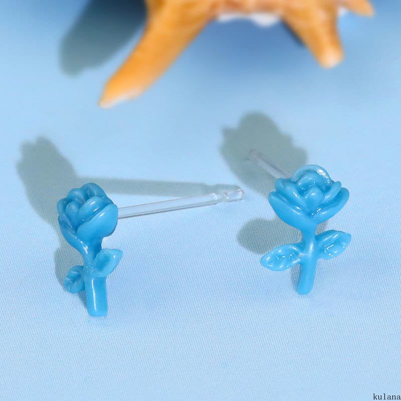 kulana适合夏天的耳夹树脂防过敏花朵耳钉养耳洞百搭耳饰女图片