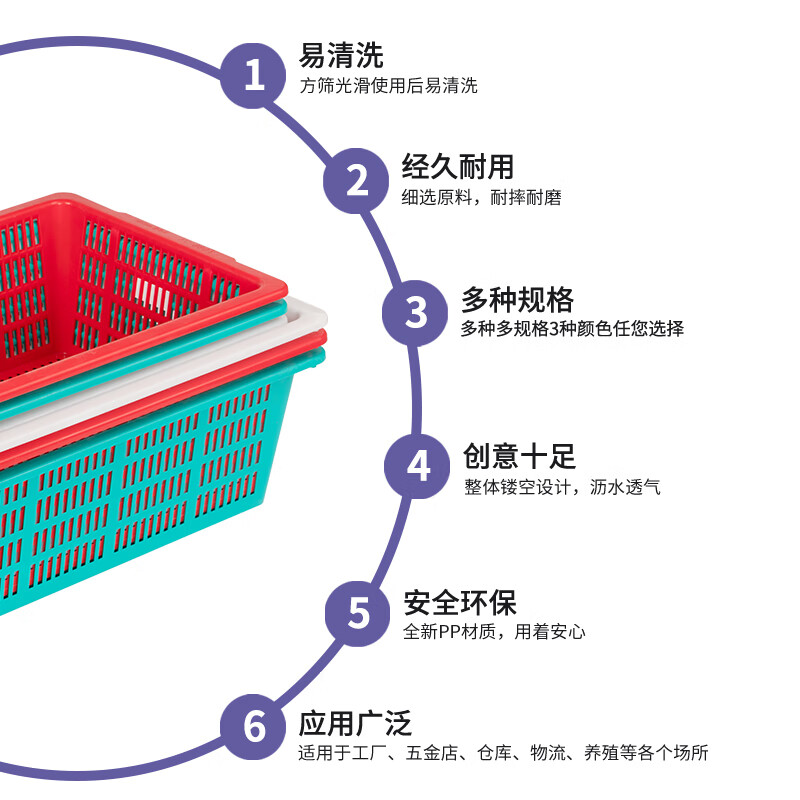 茶花 斯特邦(SIRTBAN)方筛 加厚分拣配货筐 储存筐 收纳筐 塑料沥篮高清大图