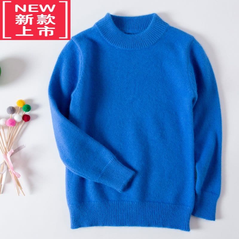 可莉允儿童衫秋冬季女童加厚男童纯打底衫中大童半高领男孩毛衣图片