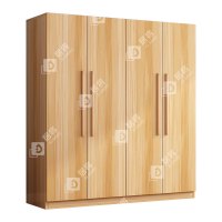 居将 JJ4022322 简约木质衣柜衣服收纳柜 浅胡桃色四门