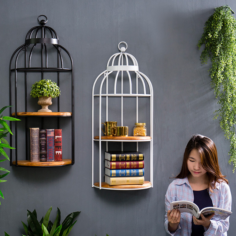 创意奶茶饭店墙上鸟笼挂墙置物架壁挂餐厅墙面墙壁装饰品挂件挂饰 二