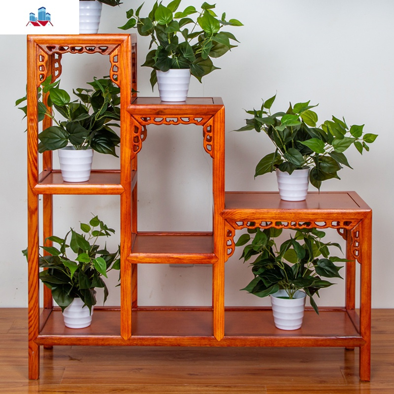 花架实木高低落地式多层置物架阳台家用室内客厅花架子花盆架泰空仓