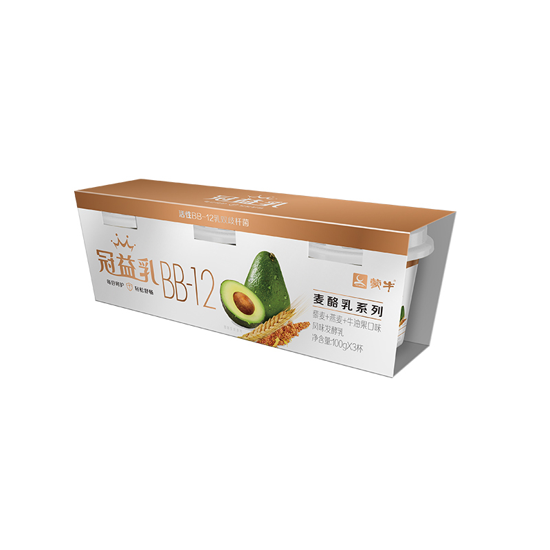蒙牛 冠益乳BB-12麦酪乳 藜麦+燕麦+牛油果 100g*3杯