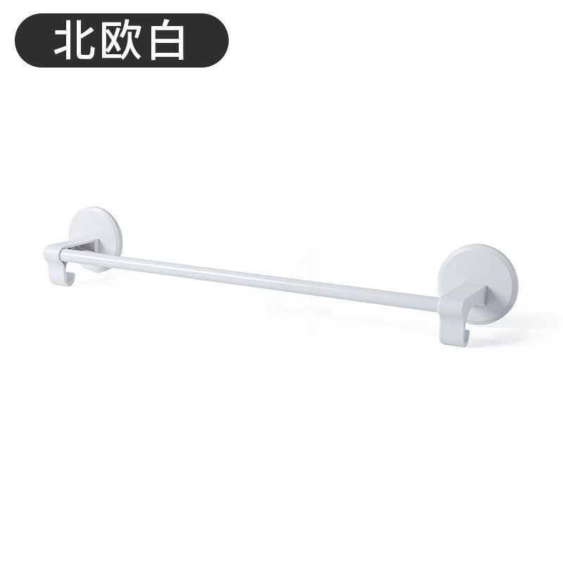 北欧白 单杆挂架洗脸毛巾浴室免卫浴可爱巾小型打孔抹布架厨房卫生间卫生