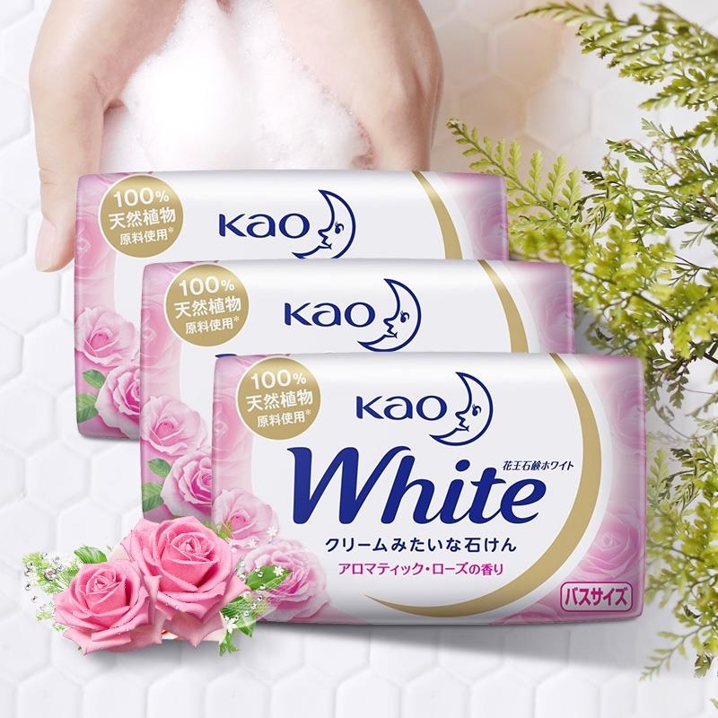 (KAO)花王香皂130g*3块装 原装进口white牛奶白优雅花香肥皂沐浴皂洗手洗澡洗脸香皂清洁滋润不紧绷高清大图
