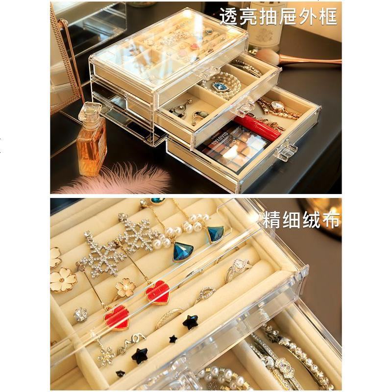 精美礼品透明塑料桌面首饰盒手表收纳盒耳环耳钉发卡耳夹小饰品