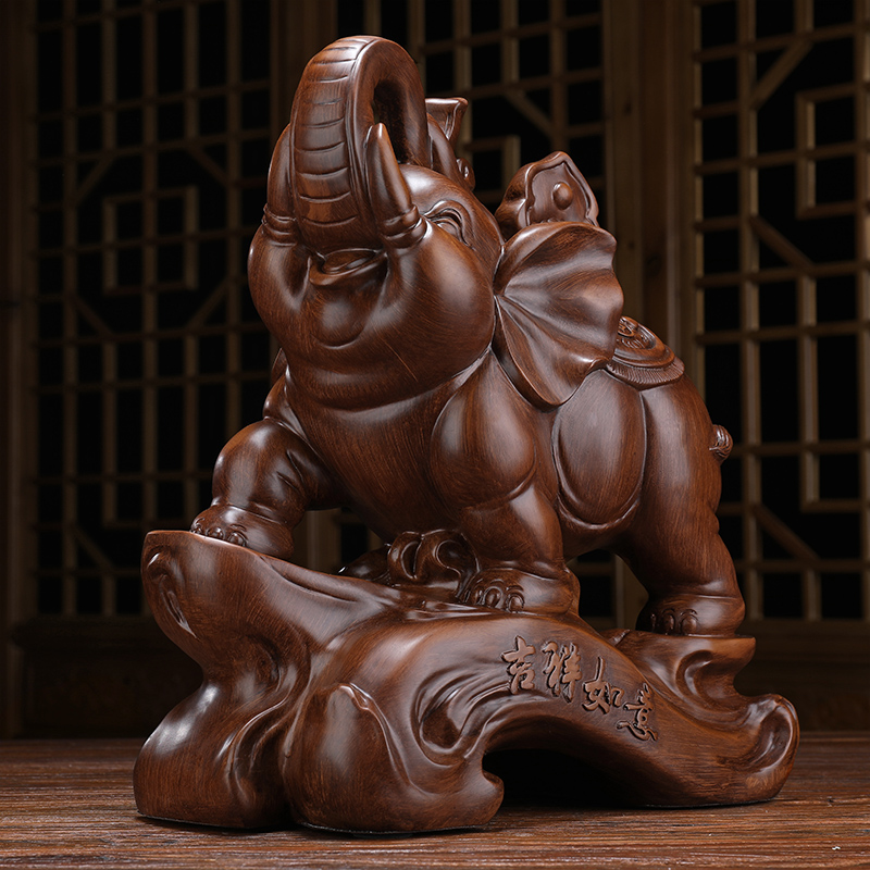 美帮汇如意大象摆件象一对泰国象树脂工艺品电视柜厅高清大图