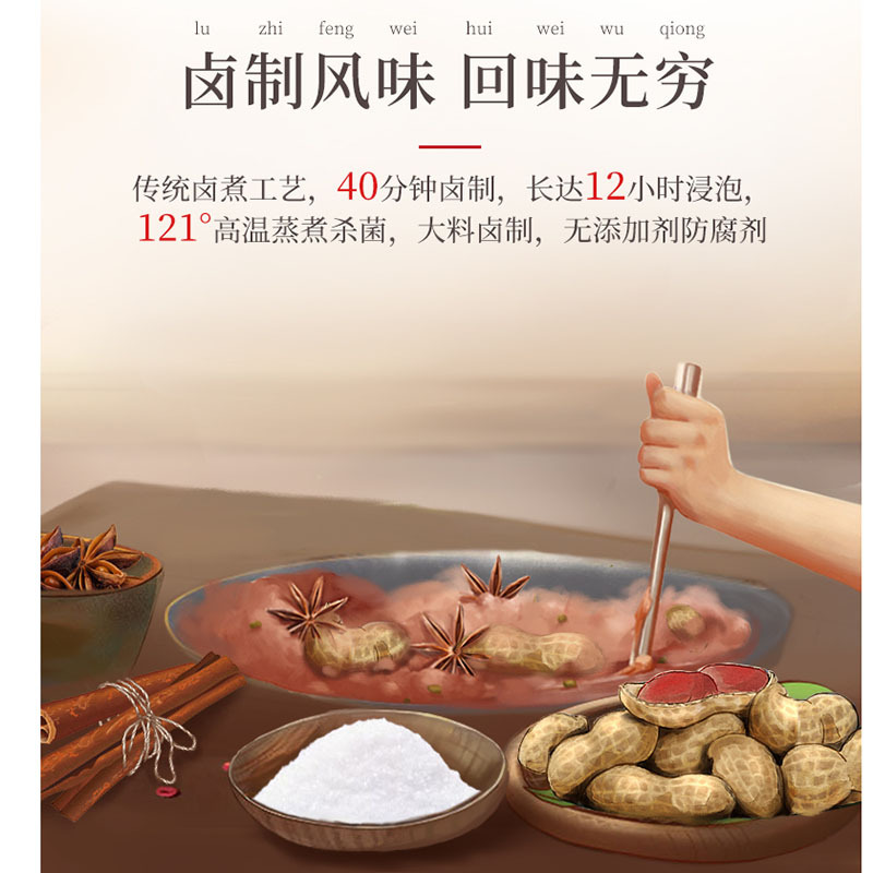 老街口卤汁花生带壳五香香辣250g/250g*2袋盐水煮花生零食小吃下酒菜独立包