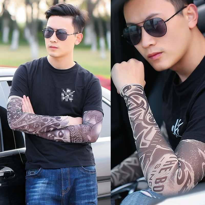 花个性纹身袖手套袖袖手臂男女韩国冰花纹牌夏天护潮臂袖套臂防