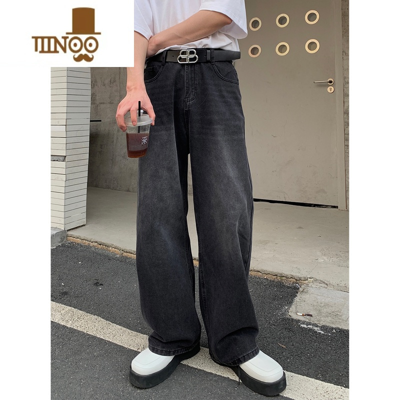 YANXUONELYC1浅蓝色牛仔裤男直筒宽松韩版百搭港风复古休闲长裤ins潮