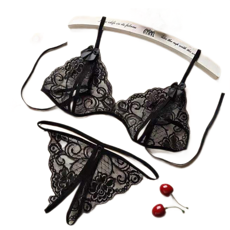 性感内衣内裤女迷人蕾丝套装情趣丁字裤开裆免脱诱惑透明莎丞