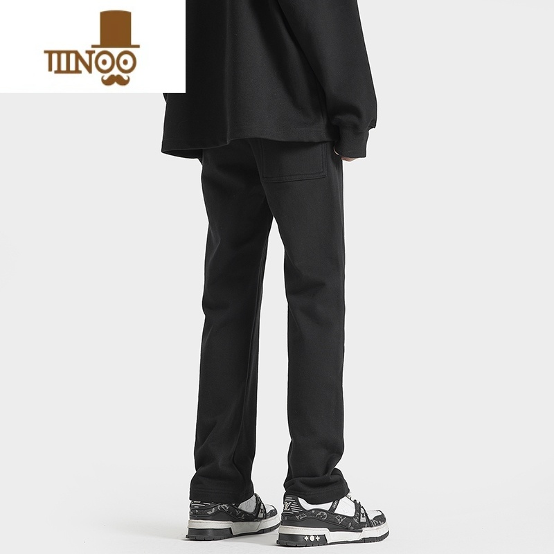 YANXU黑色美式vibe高街卫裤男秋季直筒窄版小众设计感显瘦X裤N版高清大图