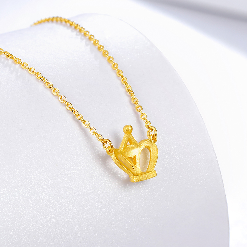 周六福zhouliufu珠宝足金吊坠皇冠链坠女款项链黄金套链计价ac061136