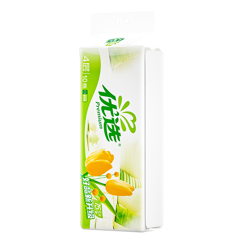 心相印 优选郁金香系列75克10粒装三层无芯卫生纸巾厕纸 冲厕易溶解 (橙花) LR910高清大图