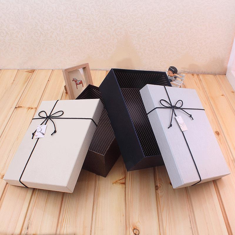 新款长方形麻绳简约商务礼品盒生日礼盒衣服衬衫装盒支持定制