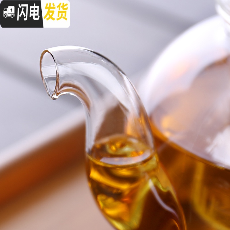 三维工匠 可高温加厚透明玻璃花茶壶带过滤泡茶壶茶具家用大号玻璃壶 玻璃茶壶-花茶壶(玻璃内胆)600高清大图