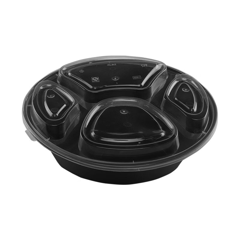 册宣 一次性饭盒 CX-FH圆四格黑款 圆四格黑 150套/箱