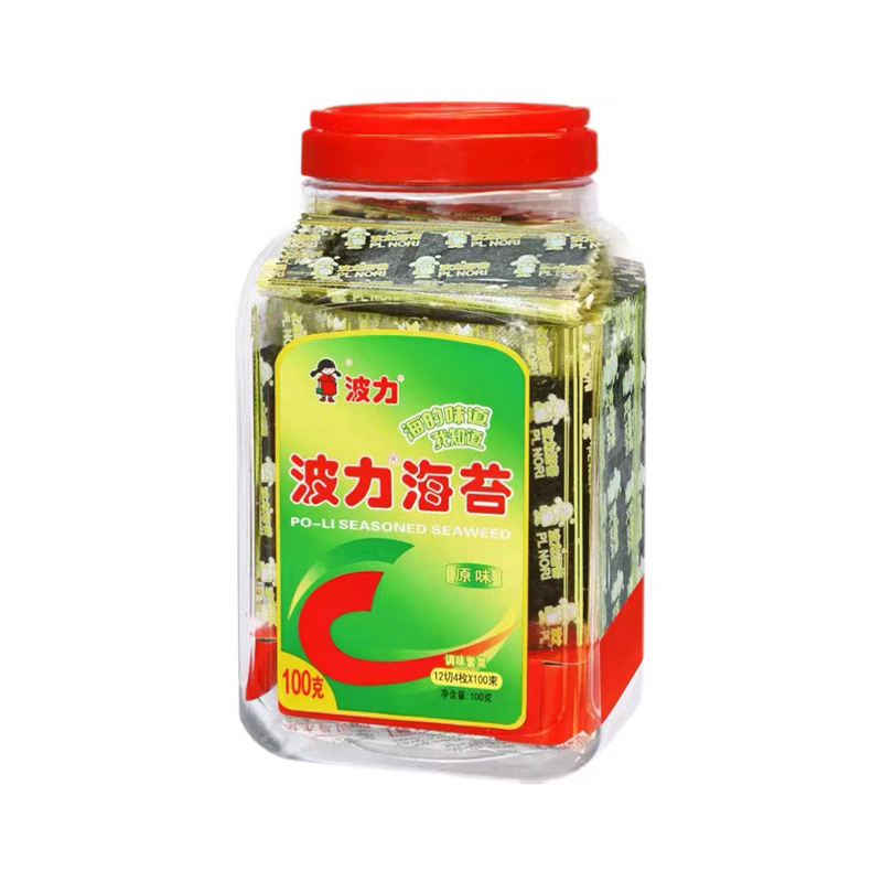 波力 原味海苔 100g +蔓越莓夹心脆 96g(约148包)桶装 儿童即食零寿司紫菜拌饭