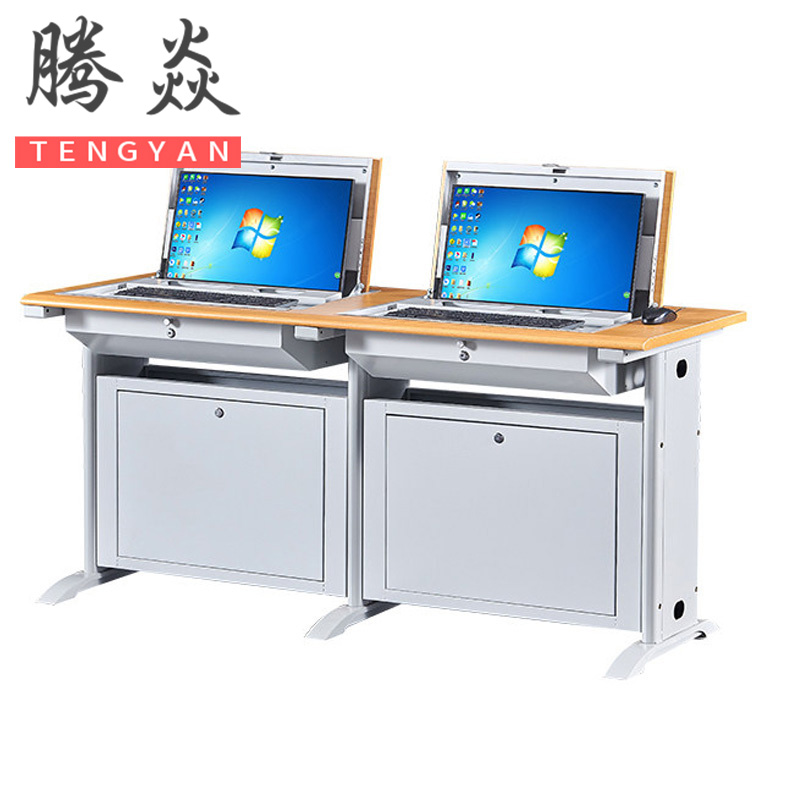 腾焱翻转电脑桌双人张高清大图