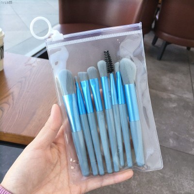 迷雾蓝8支[透明袋装] 人造纤维 迷你化妆刷便携套装旅行沧州清洗泽斯欧全套平价学生呗呗兔超迷你