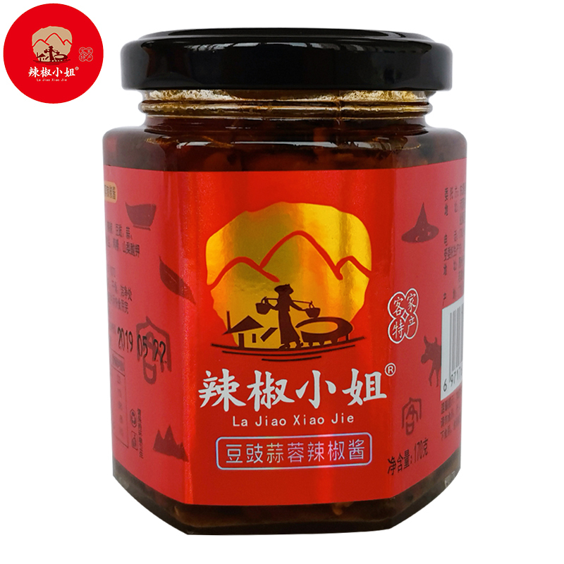 辣椒小姐蒜蓉辣椒酱辣味鲜美口感细腻自制手工剁椒酱罐装170g