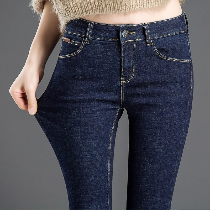 牛仔裤女裤子女春秋新款高腰韩版显瘦黑色小脚紧身显瘦弹力长裤子