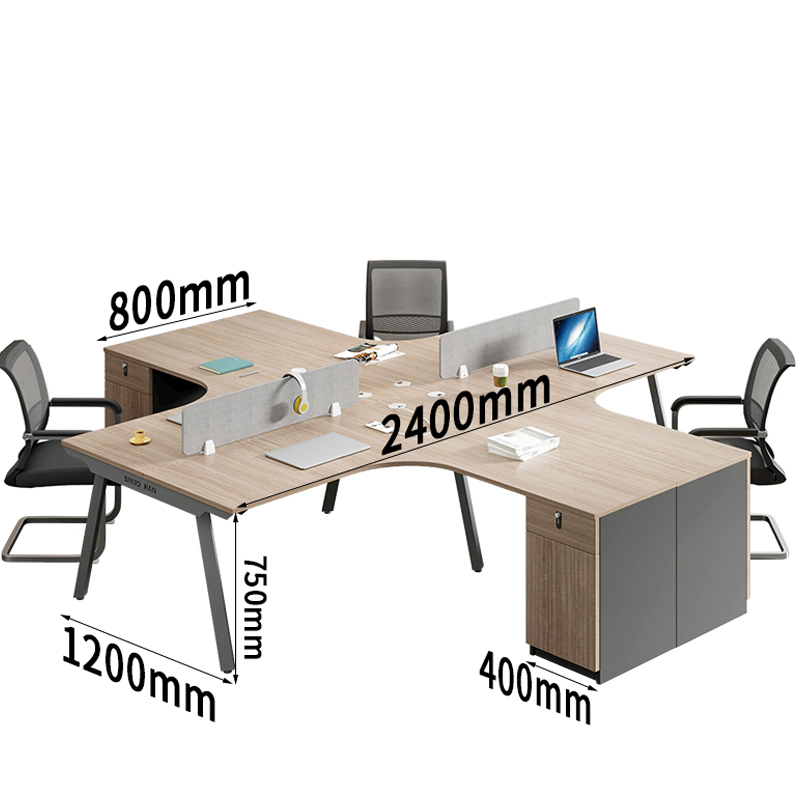 怡卓欧员工办公桌一桌四椅组高清大图