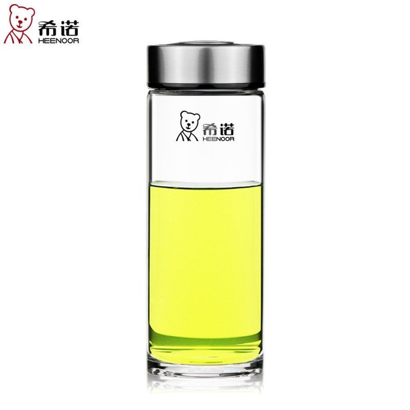 希诺 XN-6015单层玻璃杯加厚带盖茶水杯250ml高档水晶杯耐热便携防漏玻璃杯子