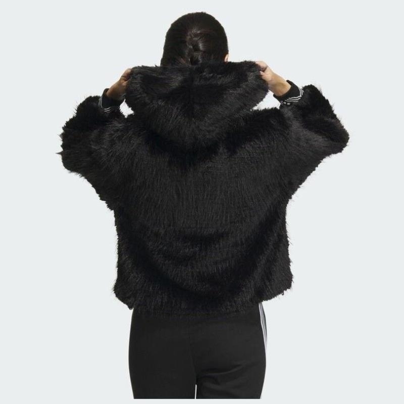 adidas/阿迪达斯三叶草连帽外套运动休闲仿皮毛女装IX4226 DKWHK高清大图