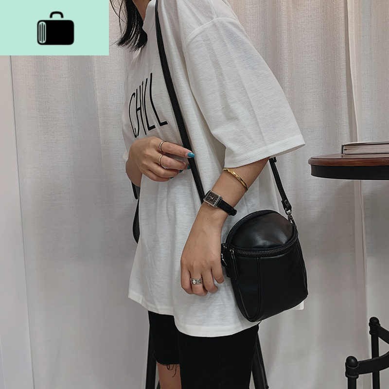 贝壳黑色小包女斜挎夏天迷你手机包包2020新款潮皮质简约百搭女包NEW LAKE 黑色女斜挎包