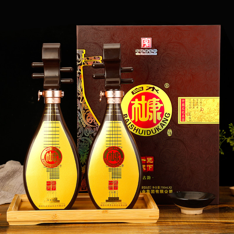 2瓶礼盒 白水杜康白酒一览天下纯粮食礼盒酒52度700ml