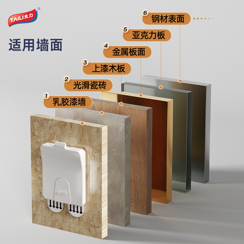 太力乳胶漆专用强力免打孔挂墙相框挂钩魔术扣无痕胶粘贴挂画神器高清大图