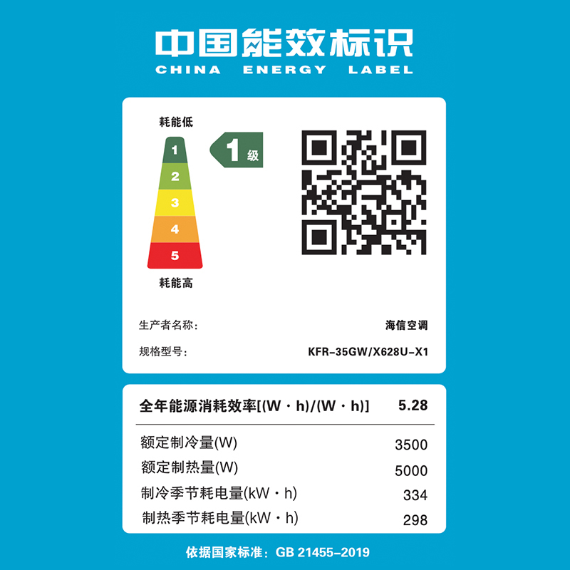 海信1.5匹新风空调一级能效挂机自清洁智能KFR-35GW/X628U-X1
