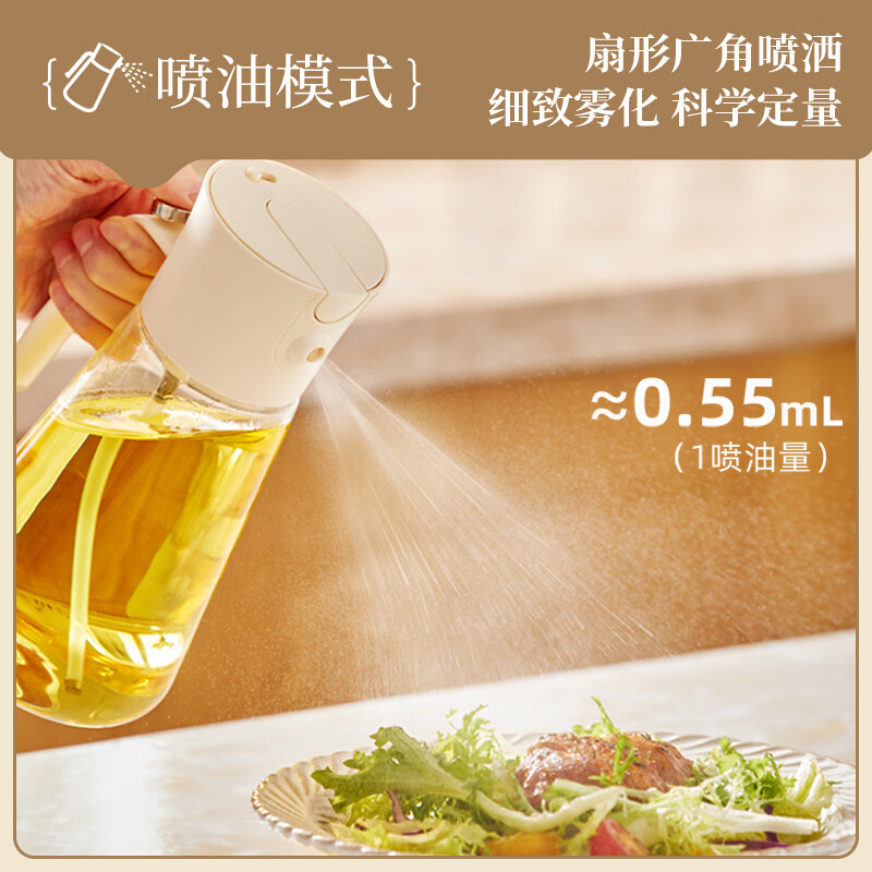 小熊伊万(BEAREWAN)油壶喷油壶 喷倒一体食用油玻璃油瓶高硼硅玻璃700ml CX-W0056高清大图