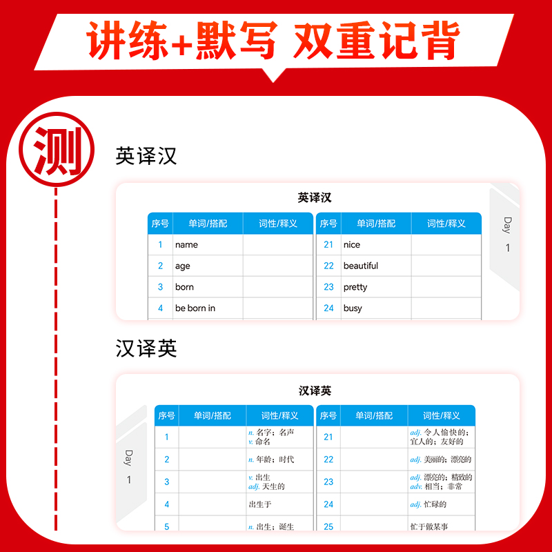 初中英语必背1600词+默写本 初中通用 [正版]初中英语词汇必背1600词中考英语词汇七八九年级英文高频单词记背神器默高清大图
