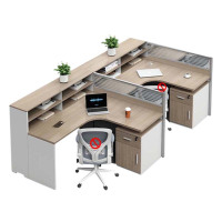 铭威盾职员办公桌员工位转角l型卡座电脑桌简约办公室桌椅组合F型2人位+固定柜