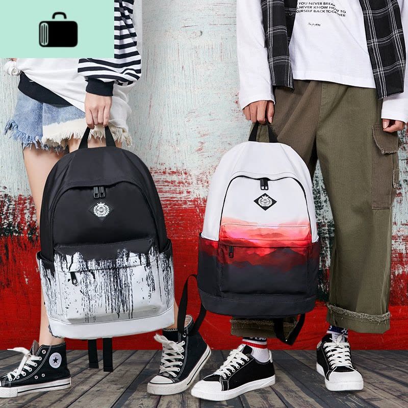 双肩包女韩版初高中学生书包时尚潮流2019新款ins风印花背包男NEW LAKE图片